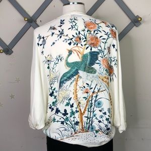 MNG Blouse with beautiful crane image on the back